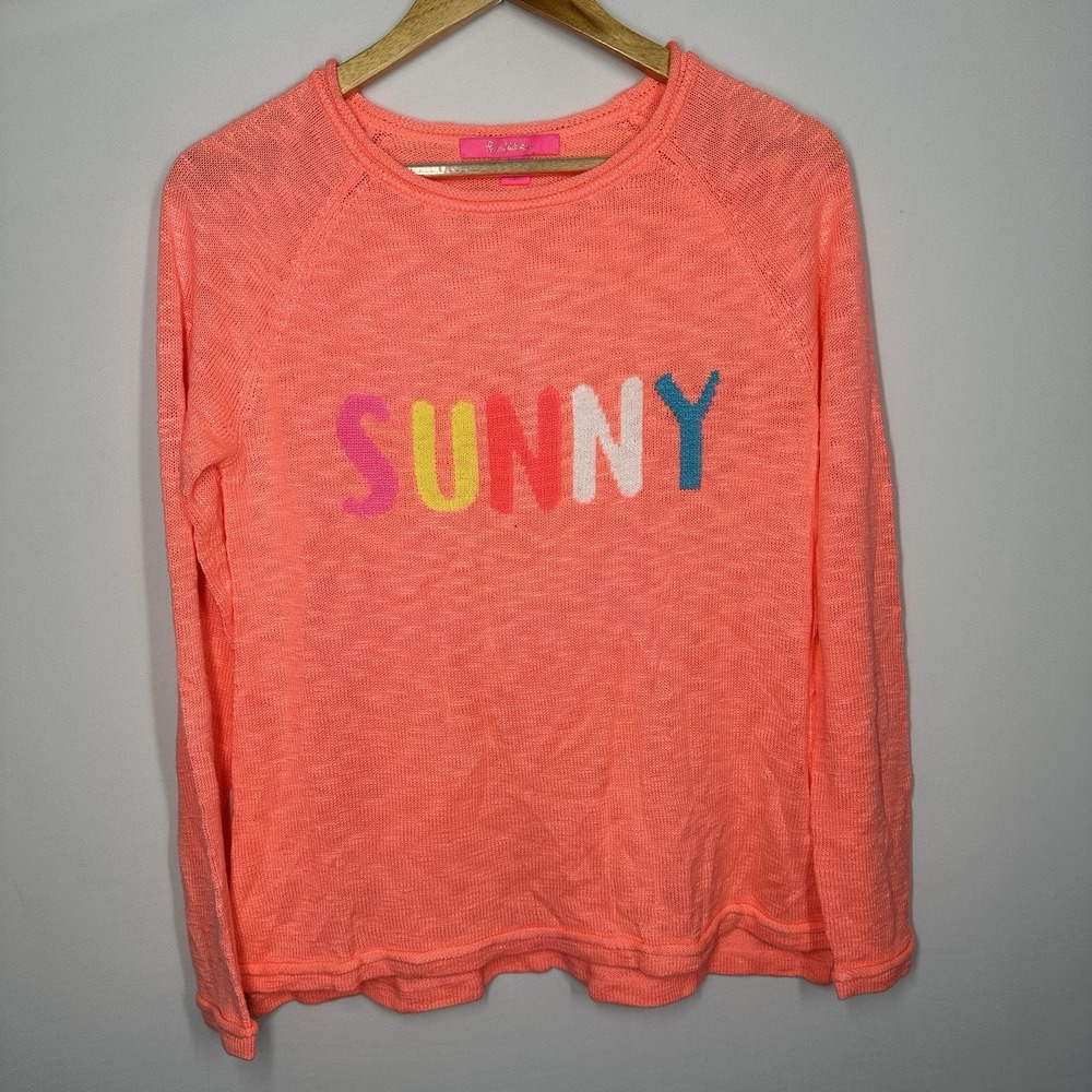 Lilly Pulitzer Danette Sweater Papaya Punch Sunny Intarsia Knit Top Size Medium